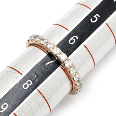 ノンブランド NON BRAND ダイヤ 0.39ct 一文字リング ピンクゴールド K18PG ダイヤモンド リング 指輪 18K 750 PG 13石 13粒 1列 ラウンドブリリアント 7号