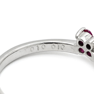 ノンブランド NON BRAND ルビー ダイヤ フラワーモチーフ レッドXプラチナシルバー Pt900 ルビー ダイヤモンド リング 指輪 赤 花 ラウンドブリリアント プラチナ900 9号