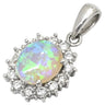 ノンブランド NON BRAND オパール 1.22ct ダイヤ マルチカラー×プラチナシルバー Pt900 オパール ダイヤモンド ペンダントトップ プラチナ 1粒 1石 遊色 ネックレストップ オーバルカボション