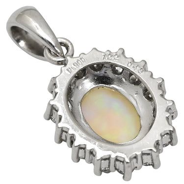 ノンブランド NON BRAND オパール 1.22ct ダイヤ マルチカラー×プラチナシルバー Pt900 オパール ダイヤモンド ペンダントトップ プラチナ 1粒 1石 遊色 ネックレストップ オーバルカボション