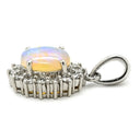 ノンブランド NON BRAND オパール 1.22ct ダイヤ マルチカラー×プラチナシルバー Pt900 オパール ダイヤモンド ペンダントトップ プラチナ 1粒 1石 遊色 ネックレストップ オーバルカボション