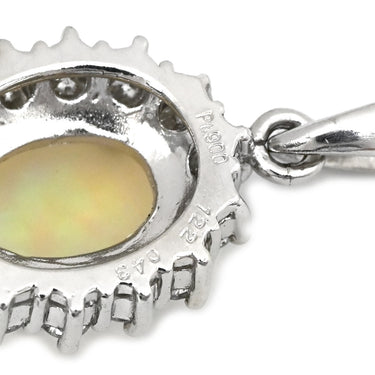 ノンブランド NON BRAND オパール 1.22ct ダイヤ マルチカラー×プラチナシルバー Pt900 オパール ダイヤモンド ペンダントトップ プラチナ 1粒 1石 遊色 ネックレストップ オーバルカボション