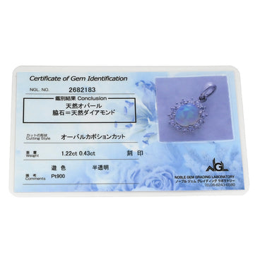 ノンブランド NON BRAND オパール 1.22ct ダイヤ マルチカラー×プラチナシルバー Pt900 オパール ダイヤモンド ペンダントトップ プラチナ 1粒 1石 遊色 ネックレストップ オーバルカボション