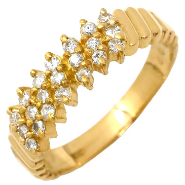 ノンブランド NON BRAND ダイヤモンド 0.24ct 一文字 イエローゴールド K18YG ダイヤモンド リング 指輪 Au750 18K 18金 パヴェ 3列 11号