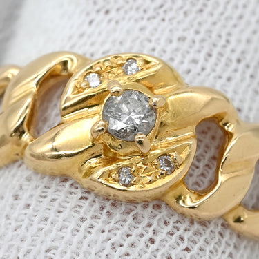 ノンブランド NON BRAND ダイヤモンド デザインリング イエローゴールド K18YG ダイヤモンド リング 指輪 18K 750 YG チェーンモチーフ 15号