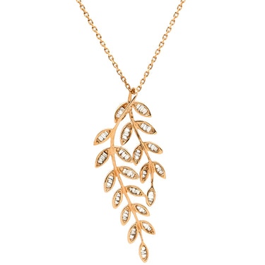ノンブランド NON BRAND ダイヤモンド リーフモチーフ イエローゴールド K18PG ダイヤモンド ネックレス 葉 植物 18K 750 PG