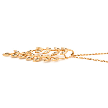 ノンブランド NON BRAND ダイヤモンド リーフモチーフ イエローゴールド K18PG ダイヤモンド ネックレス 葉 植物 18K 750 PG