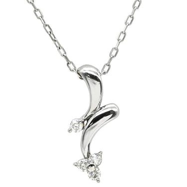 ノンブランド NON BRAND ダイヤモンド 0.10ct デザインペンダント ホワイトゴールド K18WG ダイヤモンド ネックレス 18K 750WG 4P ラウンドブリリアントカット