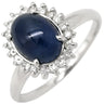ノンブランド NON BRAND サファイア 2.00ct ダイヤモンド ブルー×プラチナシルバー Pt900 サファイア ダイヤモンド リング 指輪 青 プラチナ900 オーバルカボションカット 9号