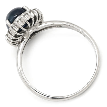 ノンブランド NON BRAND サファイア 2.00ct ダイヤモンド ブルー×プラチナシルバー Pt900 サファイア ダイヤモンド リング 指輪 青 プラチナ900 オーバルカボションカット 9号