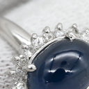 ノンブランド NON BRAND サファイア 2.00ct ダイヤモンド ブルー×プラチナシルバー Pt900 サファイア ダイヤモンド リング 指輪 青 プラチナ900 オーバルカボションカット 9号