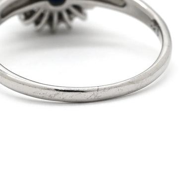 ノンブランド NON BRAND サファイア 2.00ct ダイヤモンド ブルー×プラチナシルバー Pt900 サファイア ダイヤモンド リング 指輪 青 プラチナ900 オーバルカボションカット 9号