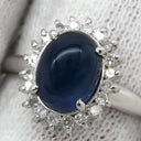 ノンブランド NON BRAND サファイア 2.00ct ダイヤモンド ブルー×プラチナシルバー Pt900 サファイア ダイヤモンド リング 指輪 青 プラチナ900 オーバルカボションカット 9号