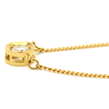 ノンブランド NON BRAND ソリティア ダイヤモンド イエローゴールド K18YG ダイヤモンド ネックレス Au750 18K 18金 1P 1石 1粒 両吊りタイプ ベゼルセッティング ラウンド