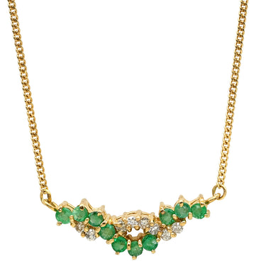 ジュエリーマキ JEWELRY MAKI エメラルド ダイヤ デザインペンダント グリーン×イエローゴールド K18YG エメラルド ダイヤモンド ネックレス 750 18K YG ツイスト
