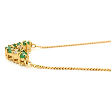 ジュエリーマキ JEWELRY MAKI エメラルド ダイヤ デザインペンダント グリーン×イエローゴールド K18YG エメラルド ダイヤモンド ネックレス 750 18K YG ツイスト