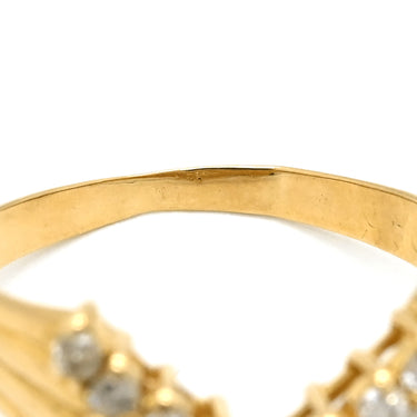 ノンブランド NON BRAND ダイヤモンド 0.50ct デザインリング イエローゴールド K18YG ダイヤモンド リング 指輪 18K 750 YG V字 Vライン ラウンドブリリアント 10号