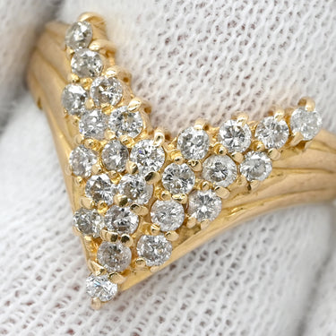 ノンブランド NON BRAND ダイヤモンド 0.50ct デザインリング イエローゴールド K18YG ダイヤモンド リング 指輪 18K 750 YG V字 Vライン ラウンドブリリアント 10号