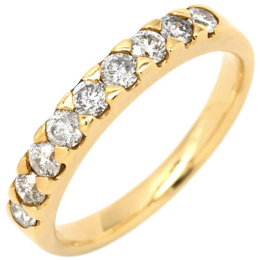 ノンブランド NON BRAND ダイヤモンド 0.50ct 一文字 イエローゴールド K18YG ダイヤモンド リング 指輪 18K 750 YG 9石 9粒 10号