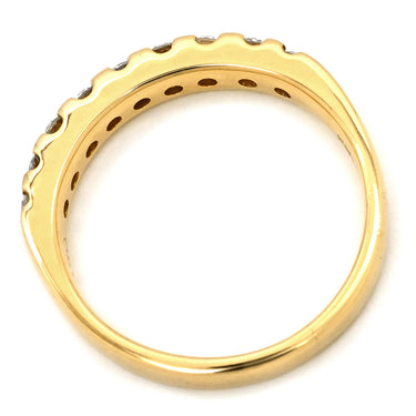ノンブランド NON BRAND ダイヤモンド 0.50ct 一文字 イエローゴールド K18YG ダイヤモンド リング 指輪 18K 750 YG 9石 9粒 10号