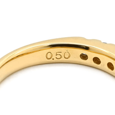 ノンブランド NON BRAND ダイヤモンド 0.50ct 一文字 イエローゴールド K18YG ダイヤモンド リング 指輪 18K 750 YG 9石 9粒 10号