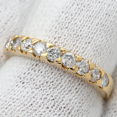 ノンブランド NON BRAND ダイヤモンド 0.50ct 一文字 イエローゴールド K18YG ダイヤモンド リング 指輪 18K 750 YG 9石 9粒 10号
