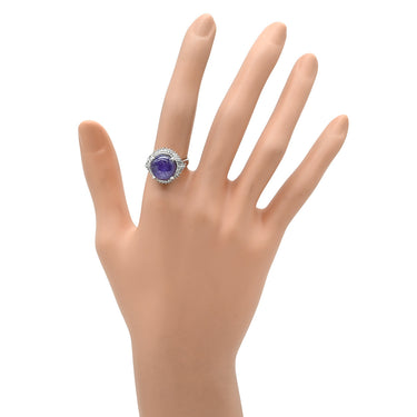ノンブランド NON BRAND バイオレット スターサファイア 12.0ct ダイヤ パープル×プラチナシルバー Pt900 サファイア ダイヤモンド リング 指輪 紫 大粒 プラチナ900 オーバルカボションカット 13号