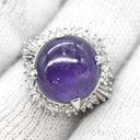 ノンブランド NON BRAND バイオレット スターサファイア 12.0ct ダイヤ パープル×プラチナシルバー Pt900 サファイア ダイヤモンド リング 指輪 紫 大粒 プラチナ900 オーバルカボションカット 13号