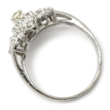 ノンブランド NON BRAND ダイヤモンド 0.55ct フラワーモチーフ プラチナシルバー Pt900 ダイヤモンド リング 指輪 プラチナ900 花 デザインリング ラウンドブリリアント 7.5号