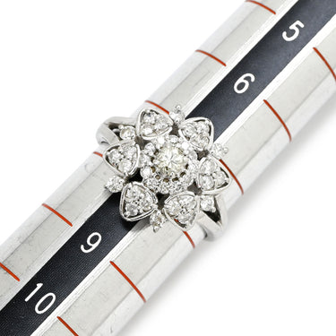 ノンブランド NON BRAND ダイヤモンド 0.55ct フラワーモチーフ プラチナシルバー Pt900 ダイヤモンド リング 指輪 プラチナ900 花 デザインリング ラウンドブリリアント 7.5号