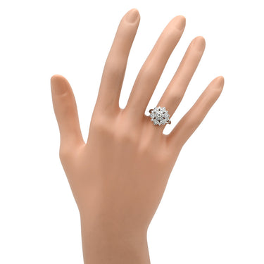 ノンブランド NON BRAND ダイヤモンド 0.55ct フラワーモチーフ プラチナシルバー Pt900 ダイヤモンド リング 指輪 プラチナ900 花 デザインリング ラウンドブリリアント 7.5号