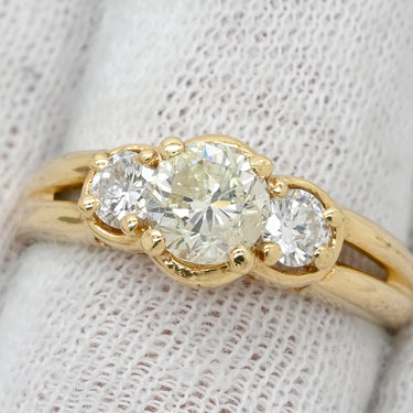 ノンブランド NON BRAND ダイヤモンド 0.82ct 0.38ct デザインリング イエローゴールド K18YG ダイヤモンド リング 指輪 18K 750 YG 大粒 3P ラウンドブリリアント 14号