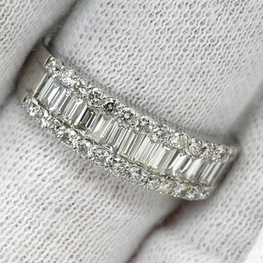 ノンブランド NON BRAND ダイヤ 1.00ct 一文字リング プラチナシルバー Pt900 ダイヤモンド リング 指輪 プラチナ900 バゲットカット ラウンドブリリアント 15号