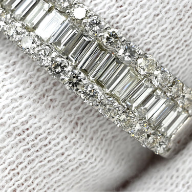 ノンブランド NON BRAND ダイヤ 1.00ct 一文字リング プラチナシルバー Pt900 ダイヤモンド リング 指輪 プラチナ900 バゲットカット ラウンドブリリアント 15号