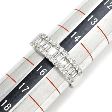 ノンブランド NON BRAND ダイヤ 1.00ct 一文字リング プラチナシルバー Pt900 ダイヤモンド リング 指輪 プラチナ900 バゲットカット ラウンドブリリアント 15号