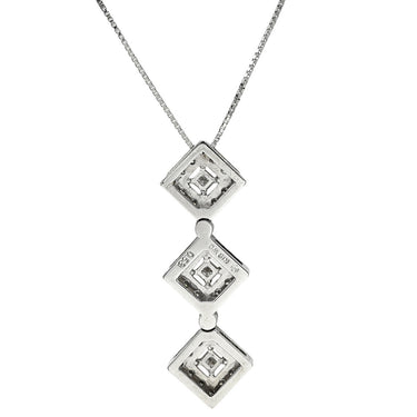 タサキ TASAKI ダイヤ 3連 ホワイトゴールド K18WG ダイヤモンド ネックレス TASAKI Au750 18K WG ネックレストップ スクエア 2WAY