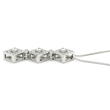 タサキ TASAKI ダイヤ 3連 ホワイトゴールド K18WG ダイヤモンド ネックレス TASAKI Au750 18K WG ネックレストップ スクエア 2WAY