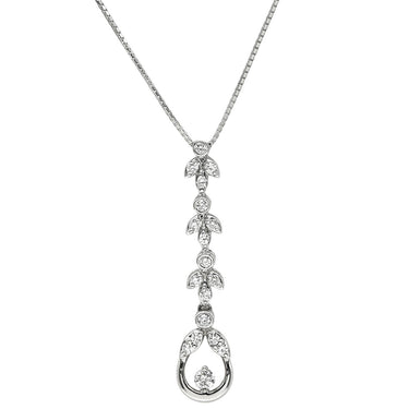 ノンブランド NON BRAND ダイヤ 0.43ct デザインペンダント ホワイトゴールド K18WG ダイヤモンド K14WG(チェーン) ネックレス ドロップ スウィング 18K 750 WG