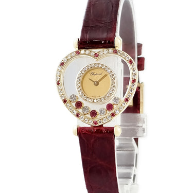 腕時計 ショパール CHOPARD ハッピーダイヤモンド 20/4681/21 クオーツ レディース メーカーOH済 K18YG無垢 純正ダイヤ&ルビー