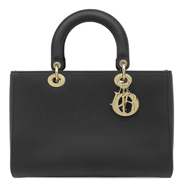 クリスチャン・ディオール Christian Dior レディ D-サイア ミディアム M11510TRL ブラック レザー 2WAYバッグ シャンパンゴールド金具 黒