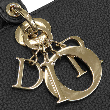 クリスチャン・ディオール Christian Dior レディ D-サイア ミディアム M11510TRL ブラック レザー 2WAYバッグ シャンパンゴールド金具 黒