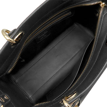 クリスチャン・ディオール Christian Dior レディ D-サイア ミディアム M11510TRL ブラック レザー 2WAYバッグ シャンパンゴールド金具 黒
