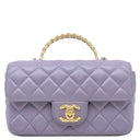 シャネル CHANEL トップハンドル ミニ フラップ ライトパープル ラムスキン 2WAYバッグ ゴールド金具 ココハンドル