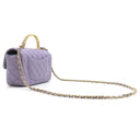 シャネル CHANEL トップハンドル ミニ フラップ ライトパープル ラムスキン 2WAYバッグ ゴールド金具 ココハンドル
