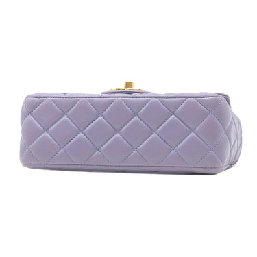 シャネル CHANEL トップハンドル ミニ フラップ ライトパープル ラムスキン 2WAYバッグ ゴールド金具 ココハンドル