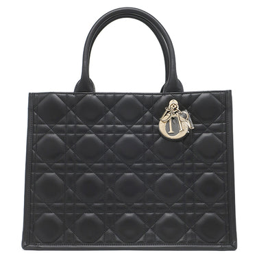 クリスチャン・ディオール Christian Dior ブック トート バッグ ミディアム ブラック カーフ 2WAYバッグ シャンパンゴールド金具 肩掛け カナージュ Book Tote