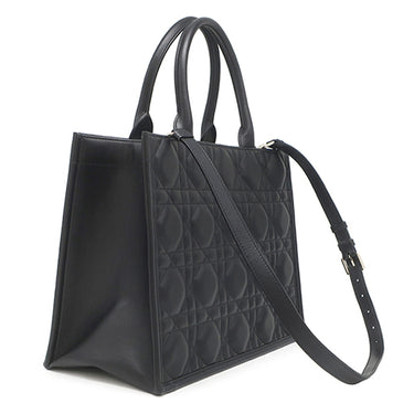 クリスチャン・ディオール Christian Dior ブック トート バッグ ミディアム ブラック カーフ 2WAYバッグ シャンパンゴールド金具 肩掛け カナージュ Book Tote