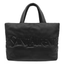 イヴ・サンローラン Yves Saint Laurent ワイド パファー 756269 ブラック レザー ナッパレザー トートバッグ ブラック金具 黒 ロゴ