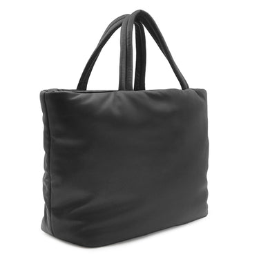 イヴ・サンローラン Yves Saint Laurent ワイド パファー 756269 ブラック レザー ナッパレザー トートバッグ ブラック金具 黒 ロゴ