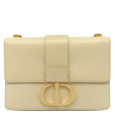クリスチャン・ディオール Christian Dior 30 モンテーニュ M9203UMOA ベージュ レザー ショルダーバッグ ゴールド金具 アイボリー